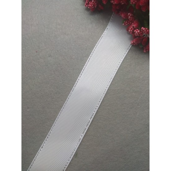 Лента репсовая с люрексом (серебро) 25мм, цена за 1 м